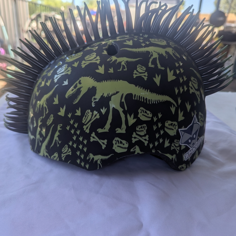 Dinosaur Spike Helmet for Kids - Black and Green